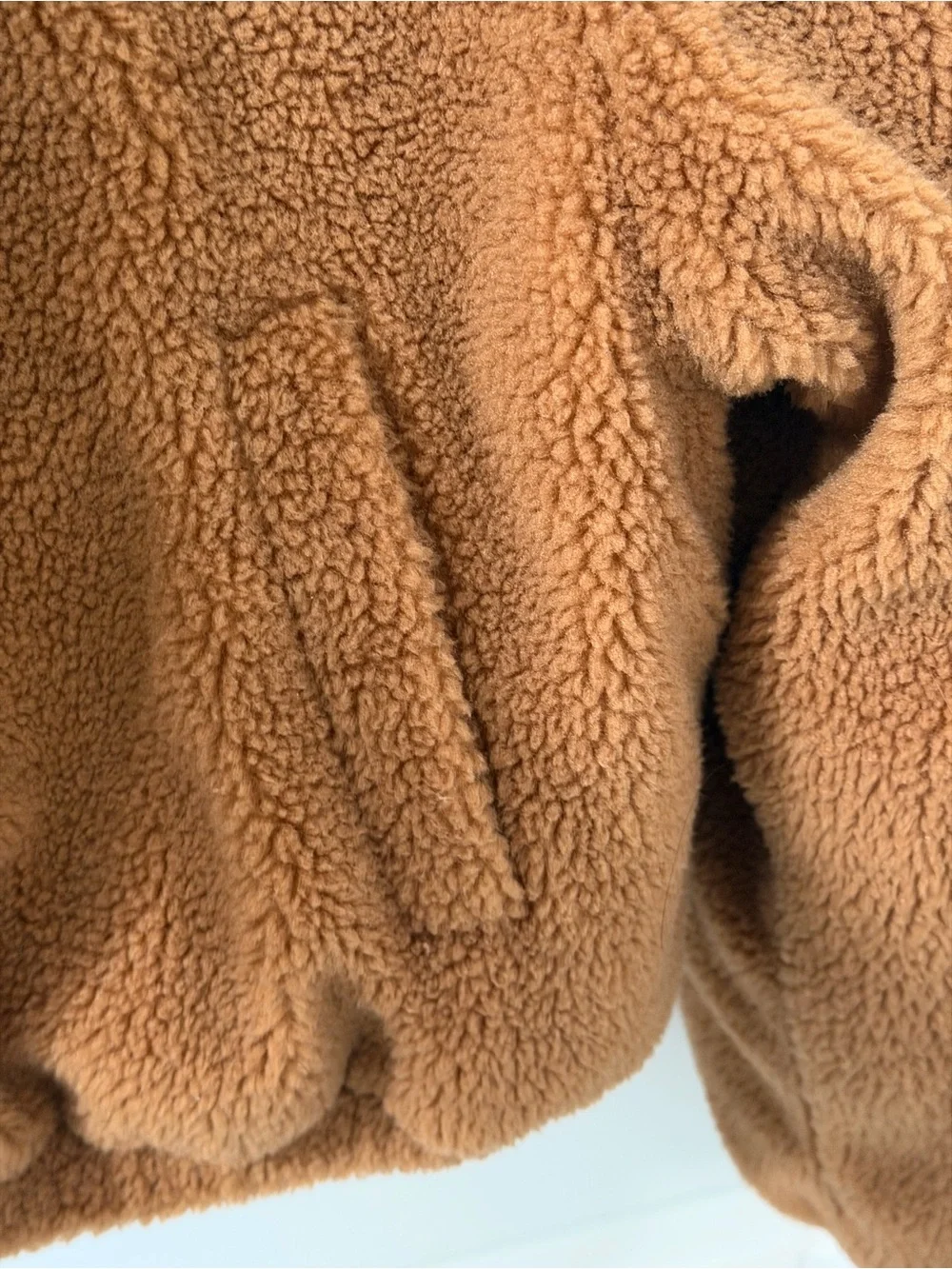 SHEIN Chestnut Brown Hooded Teddy Zip Jacket